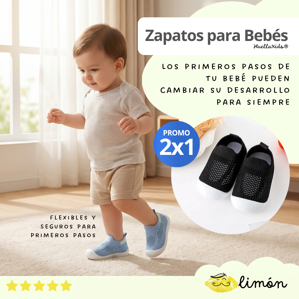 PACK 2X1 - Zapatos para Bebés Flexibles y Seguros para Primeros Pasos - HuellaKids®