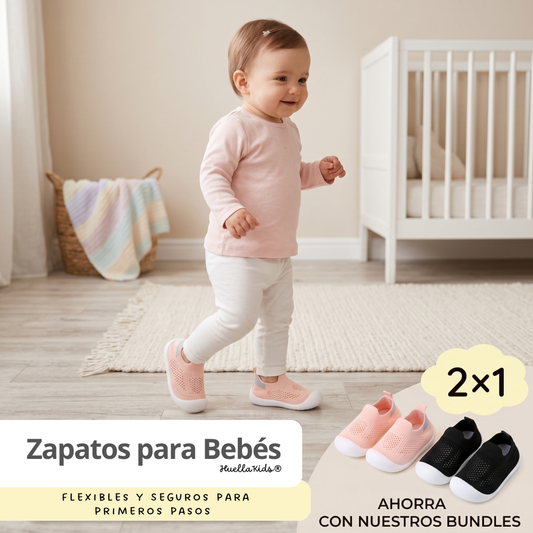PACK 2X1 - Zapatos para Bebés Flexibles y Seguros para Primeros Pasos - HuellaKids®
