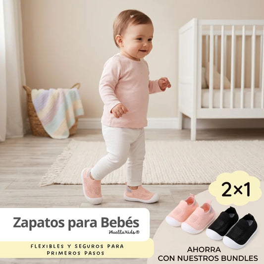 PACK 2X1 - Zapatos para Bebés Flexibles y Seguros para Primeros Pasos - HuellaKids®